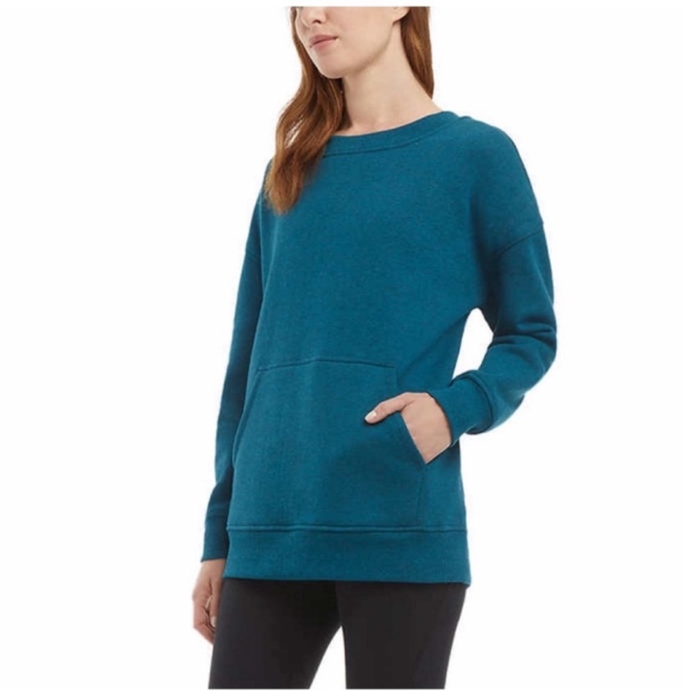 NWT Danskin Ladies Oversized Crewneck Sweatshirt with Pocket TEAL - size S